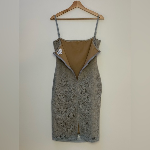 SNDYS Lace Bodycon Midi Dress Blue Grey | Strappy Slip Dress - Picture 5 of 14